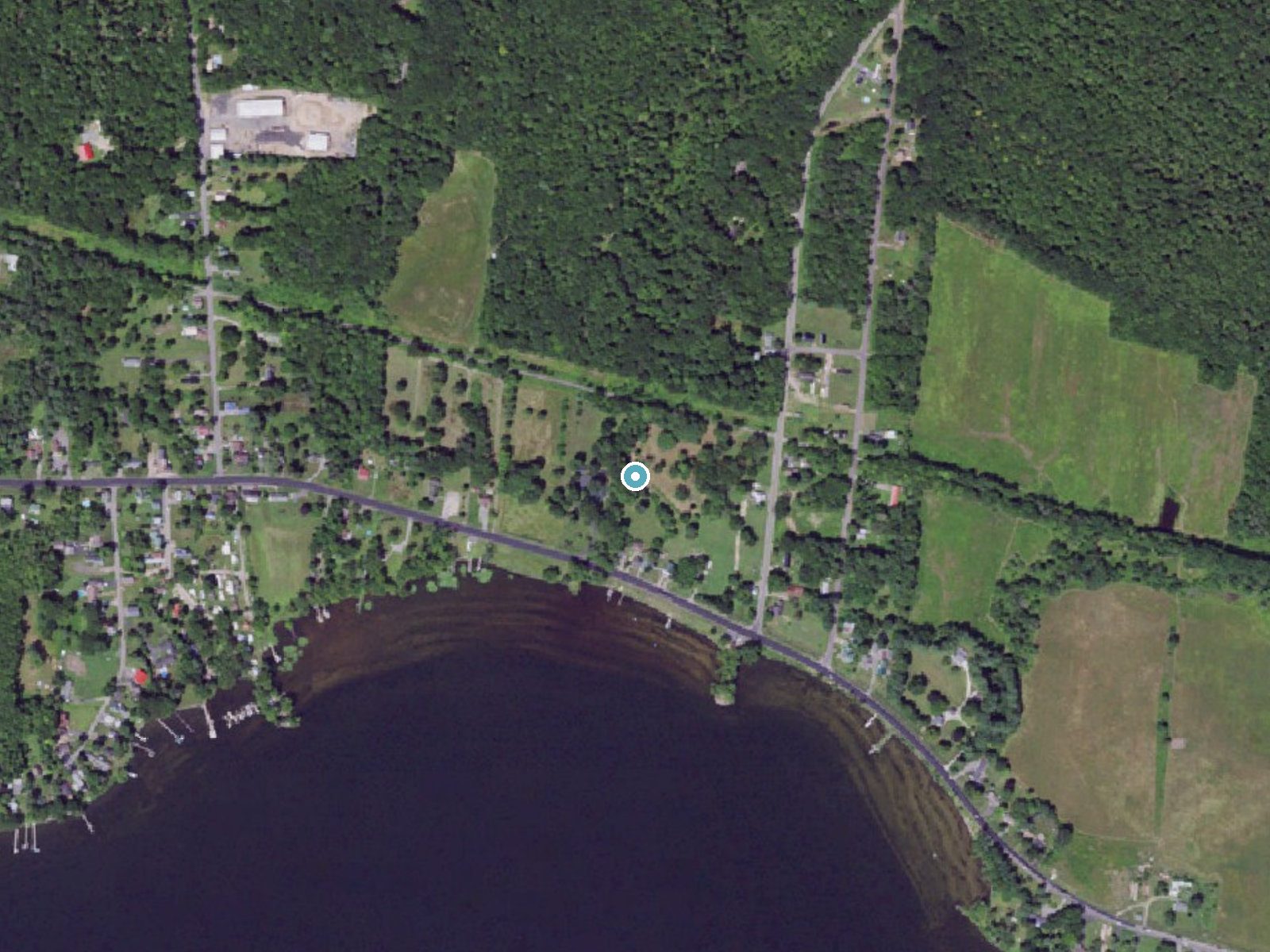 Aerial photo of the same ground around Winns Pond near Cleveland, New York, for comparison with the lidar view