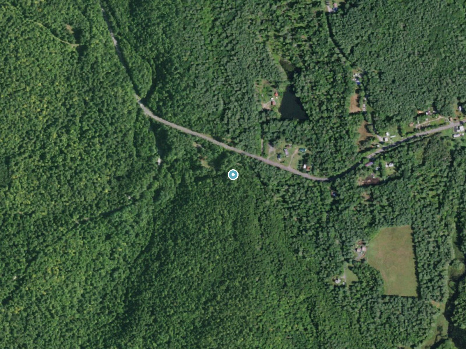 Aerial photo of the same ground around Eggleston Falls near West Glens Falls, New York, for comparison with the lidar view