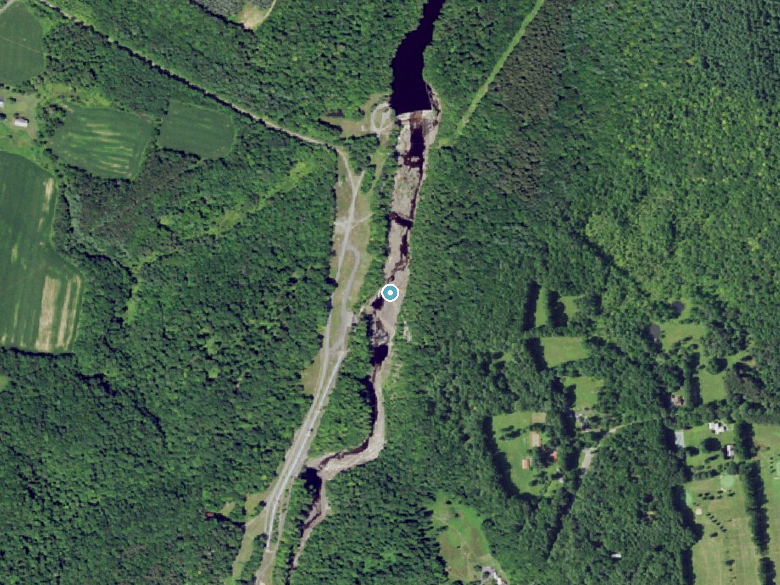 Aerial photo of the same ground around Trenton Falls near Prospect, New York, for comparison with the lidar view