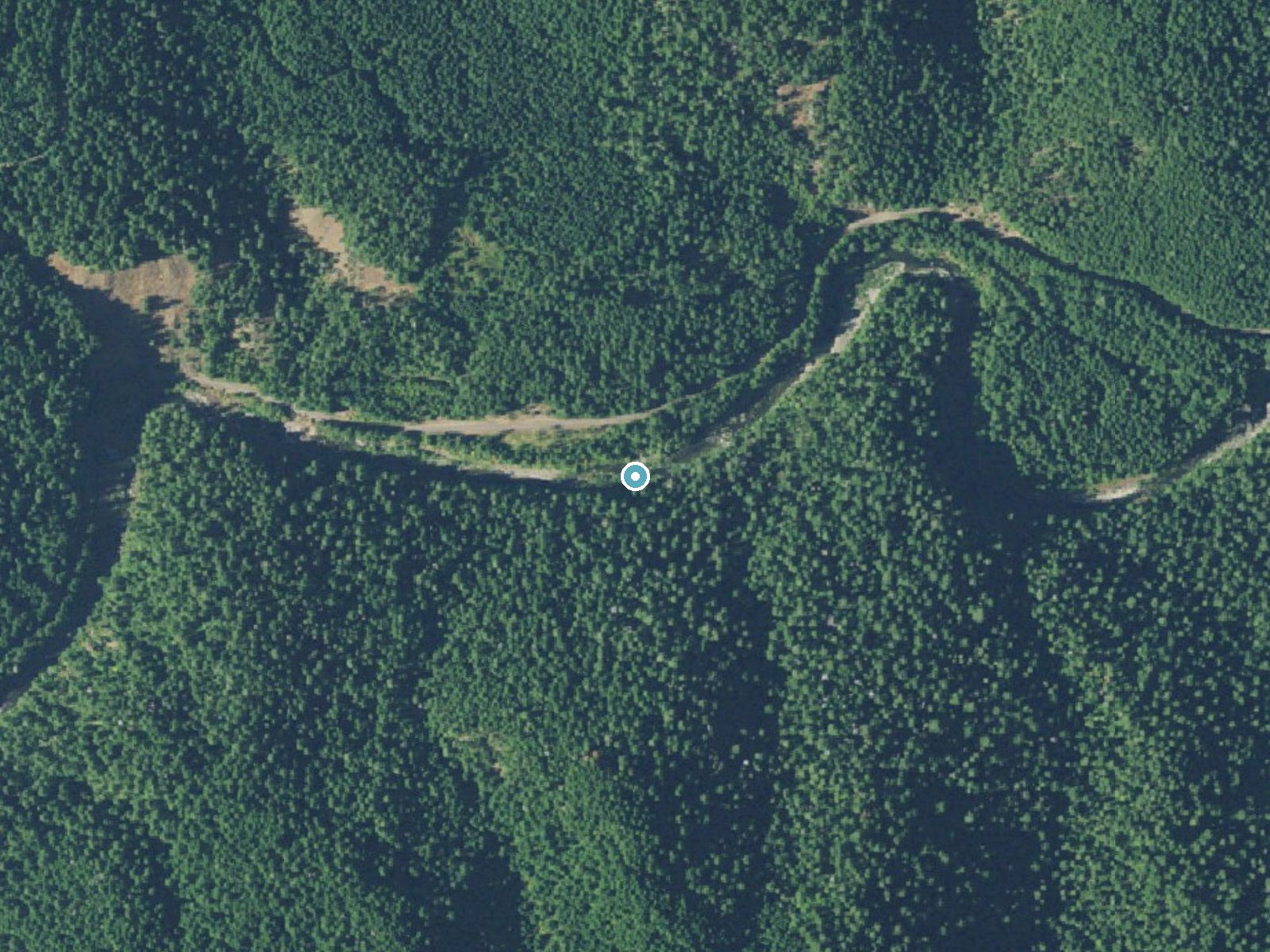 Aerial view of the ground around Little Falls near Glide, Oregon