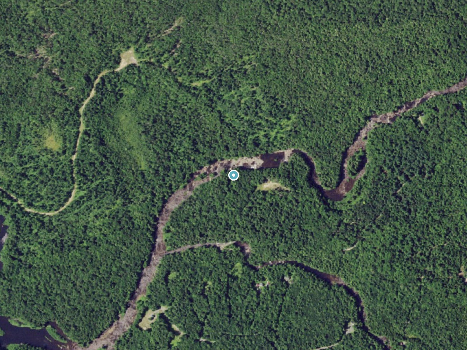 Aerial photo of the same ground around Crandall Falls near Prospect, New York, for comparison with the lidar view