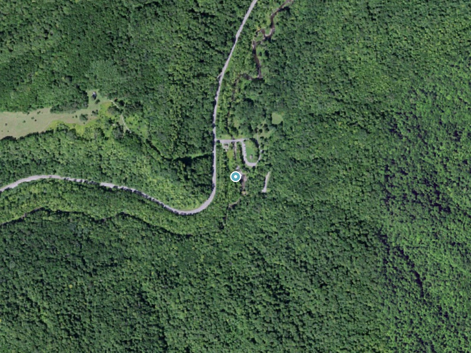 Aerial photo of the same ground around Pixley Falls near Westernville, New York, for comparison with the lidar view