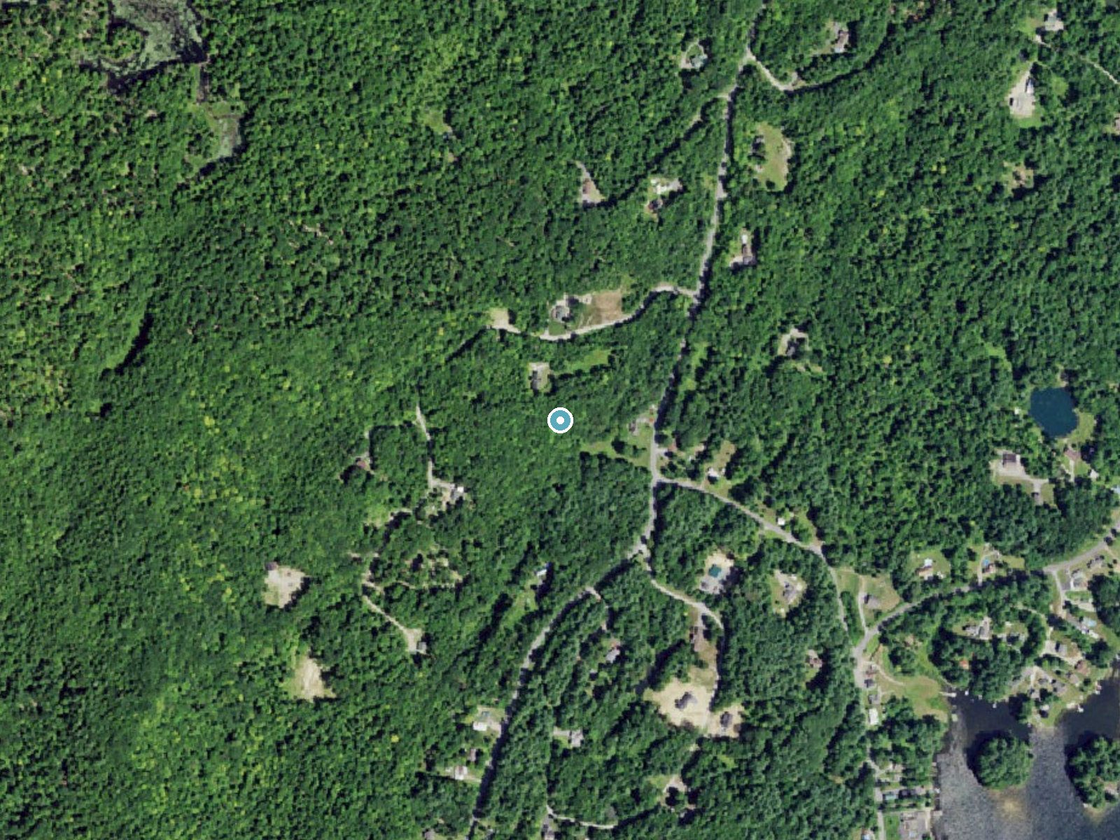 Aerial photo of the same ground around Buttermilk Falls near Hudson Falls, New York, for comparison with the lidar view
