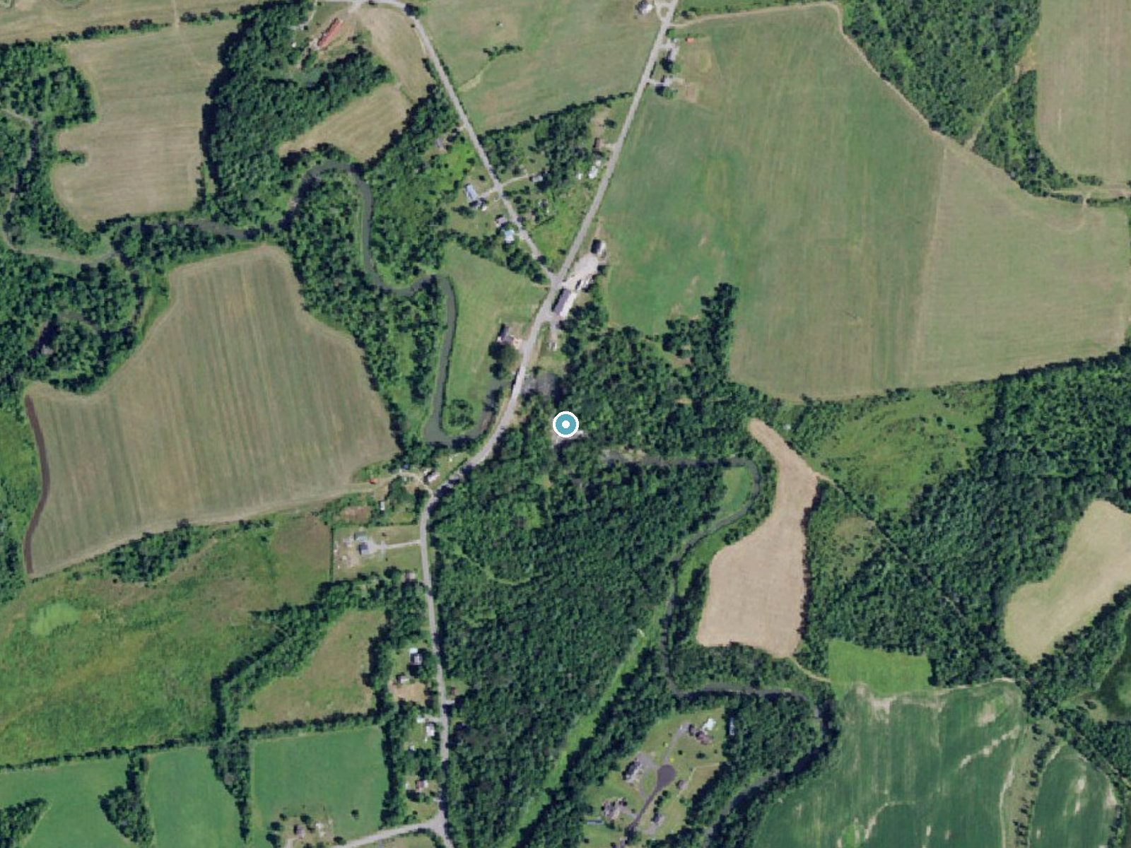 Aerial photo of the same ground around Kane Falls near North Granville, New York, for comparison with the lidar view