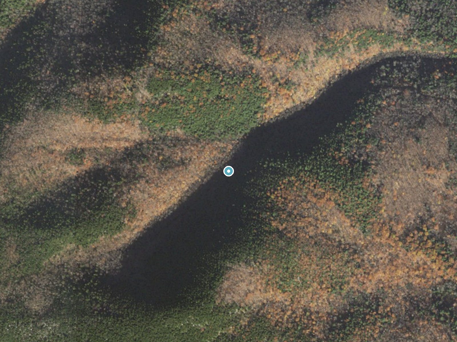 Aerial photo of the same ground around Gerrys Falls near Ascutney, Vermont, for comparison with the lidar view