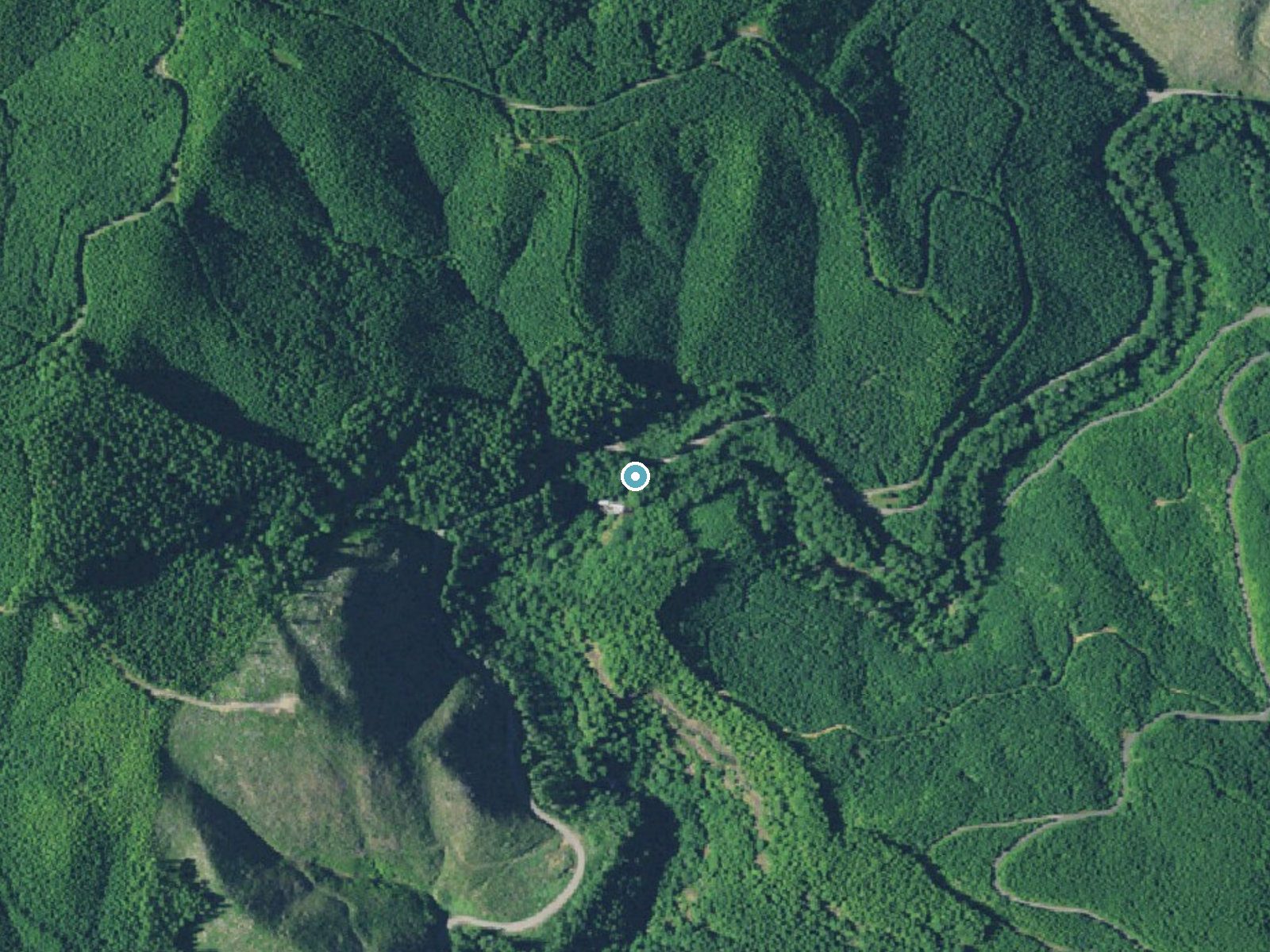 Aerial view of the ground around Hewett Falls near Glasgow, Oregon
