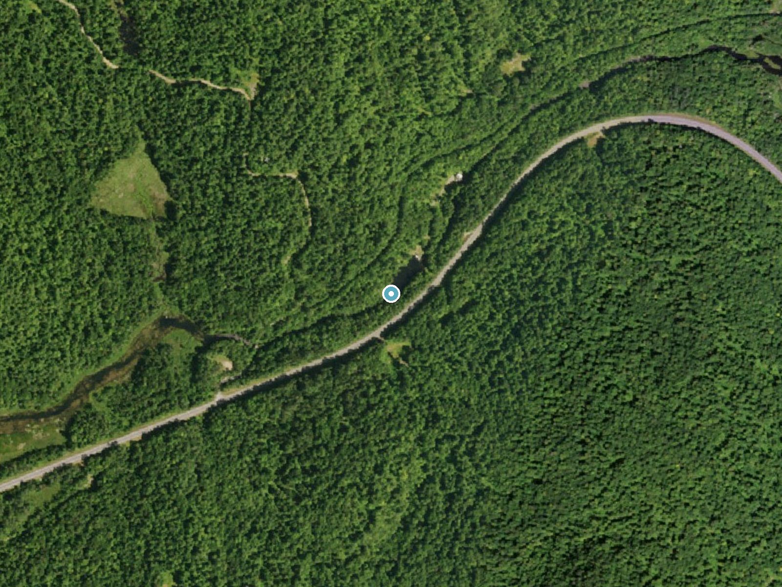 Aerial photo of the same ground around Christine Falls near Speculator, New York, for comparison with the lidar view