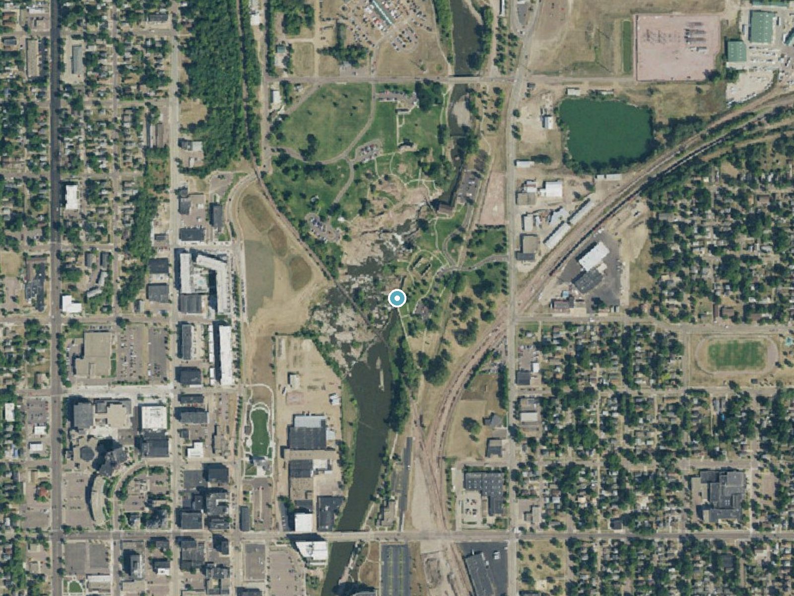 Aerial photo of the same ground around Sioux Falls near Sioux Falls, South Dakota, for comparison with the lidar view