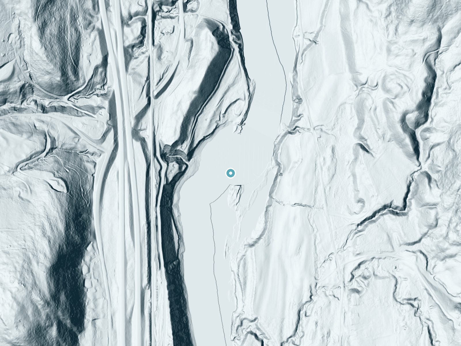 LiDAR bare-earth terrain around Sumner Falls near North Hartland, New Hampshire