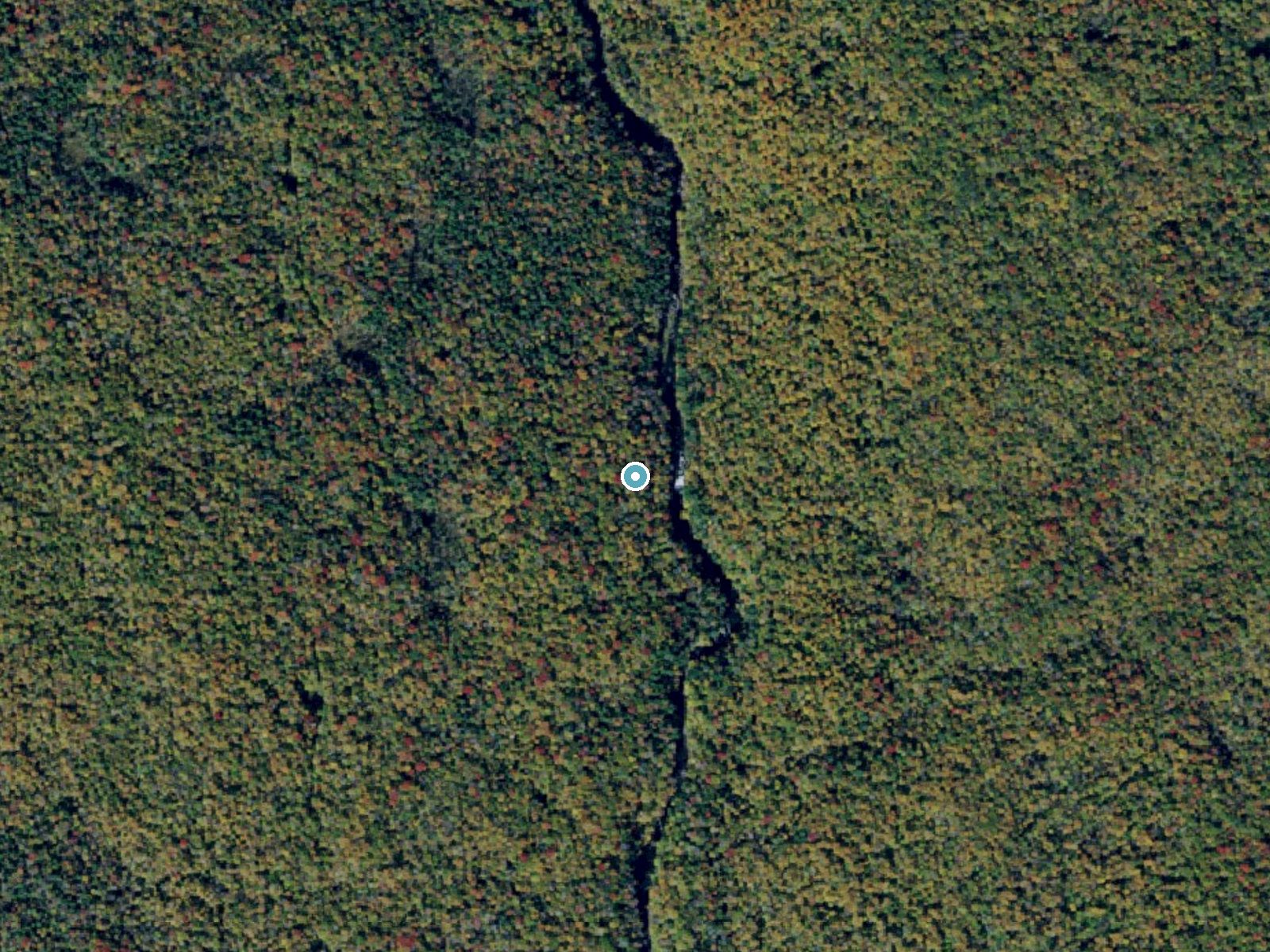Aerial photo of the same ground around Mad River Falls near Altmar, New York, for comparison with the lidar view