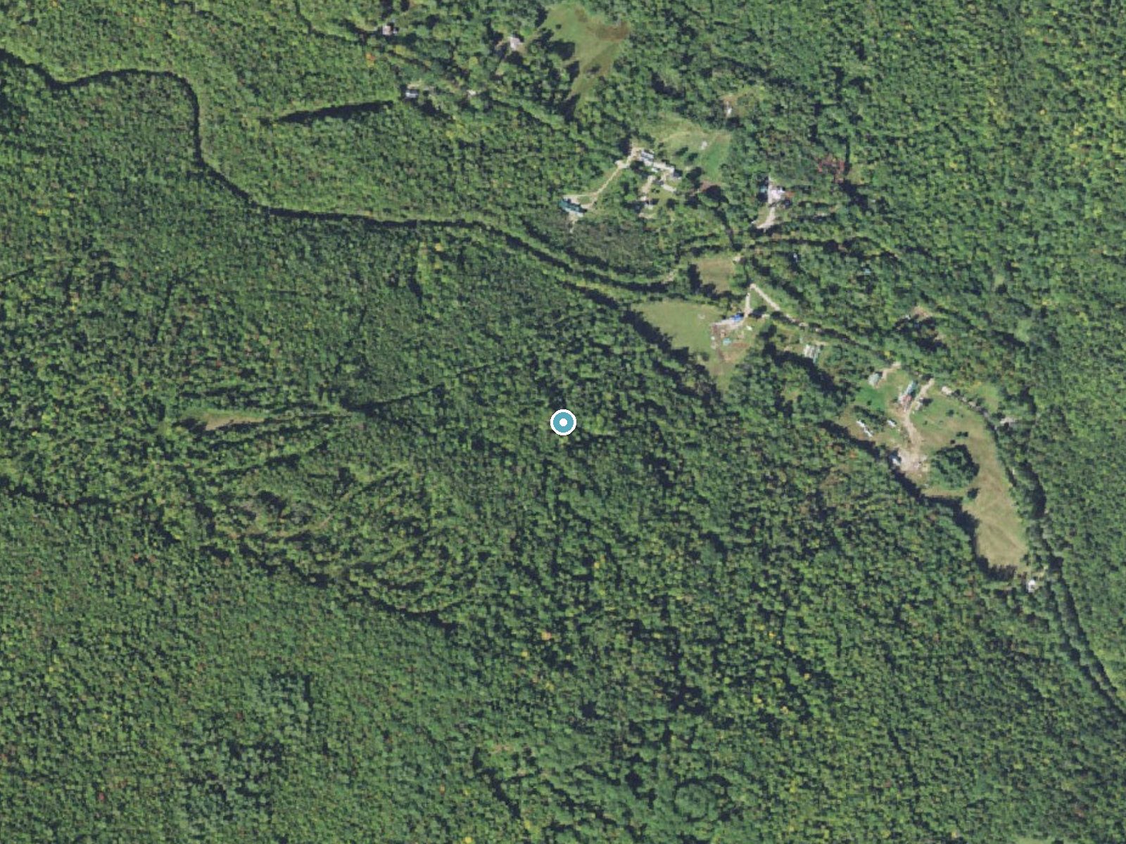 Aerial photo of the same ground around Welton Falls near Franklin, New Hampshire, for comparison with the lidar view