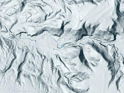 LiDAR terrain view around Singing Waters Falls in New York, about 67 feet of drop
