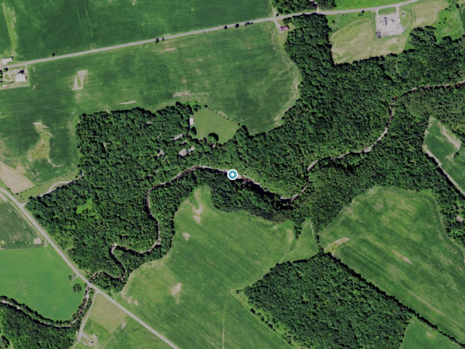 Aerial photo of the same ground around Whitaker Falls near Constableville, New York, for comparison with the lidar view