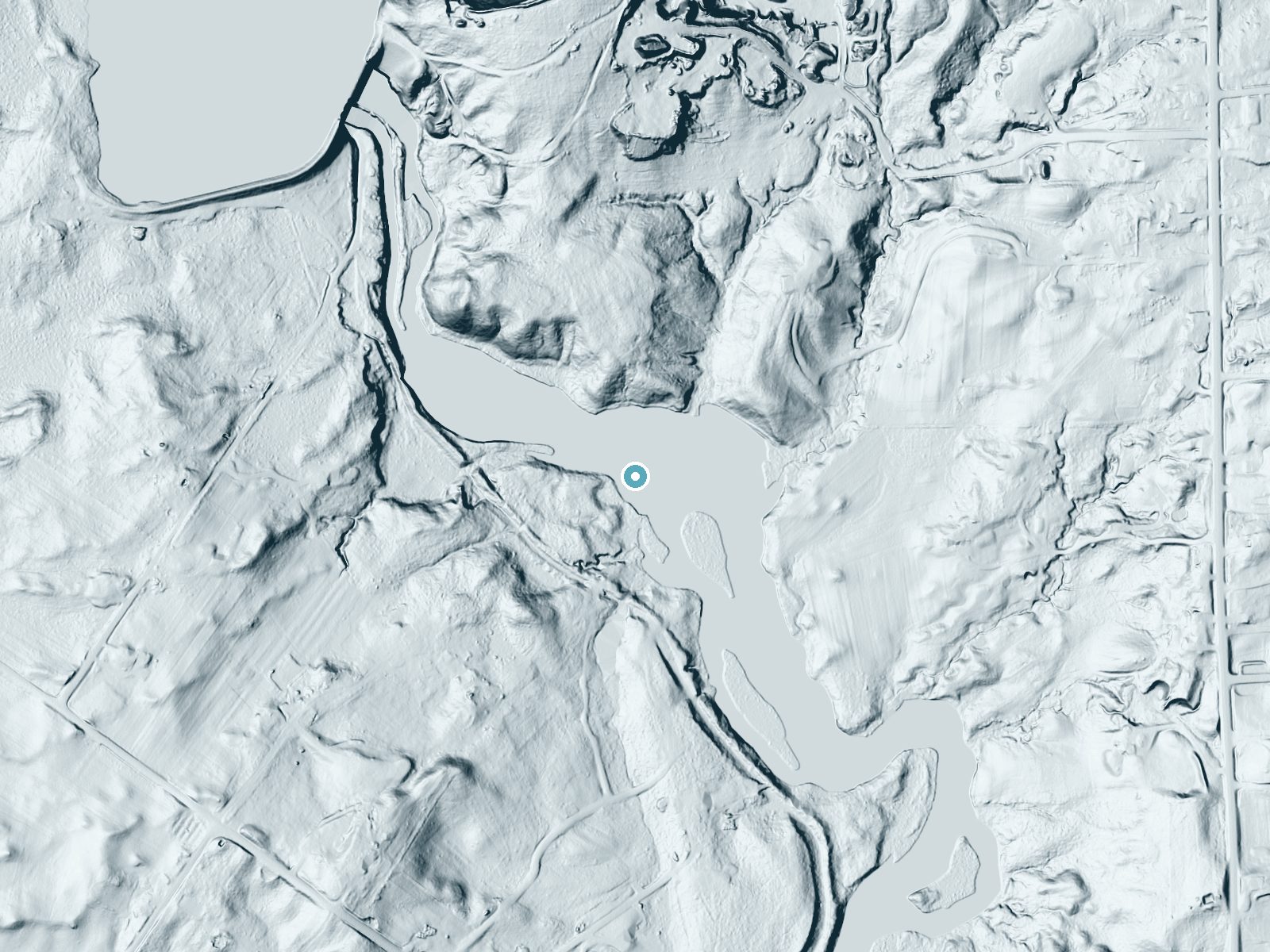 LiDAR bare-earth terrain around Dundee Falls near South Windham, Maine