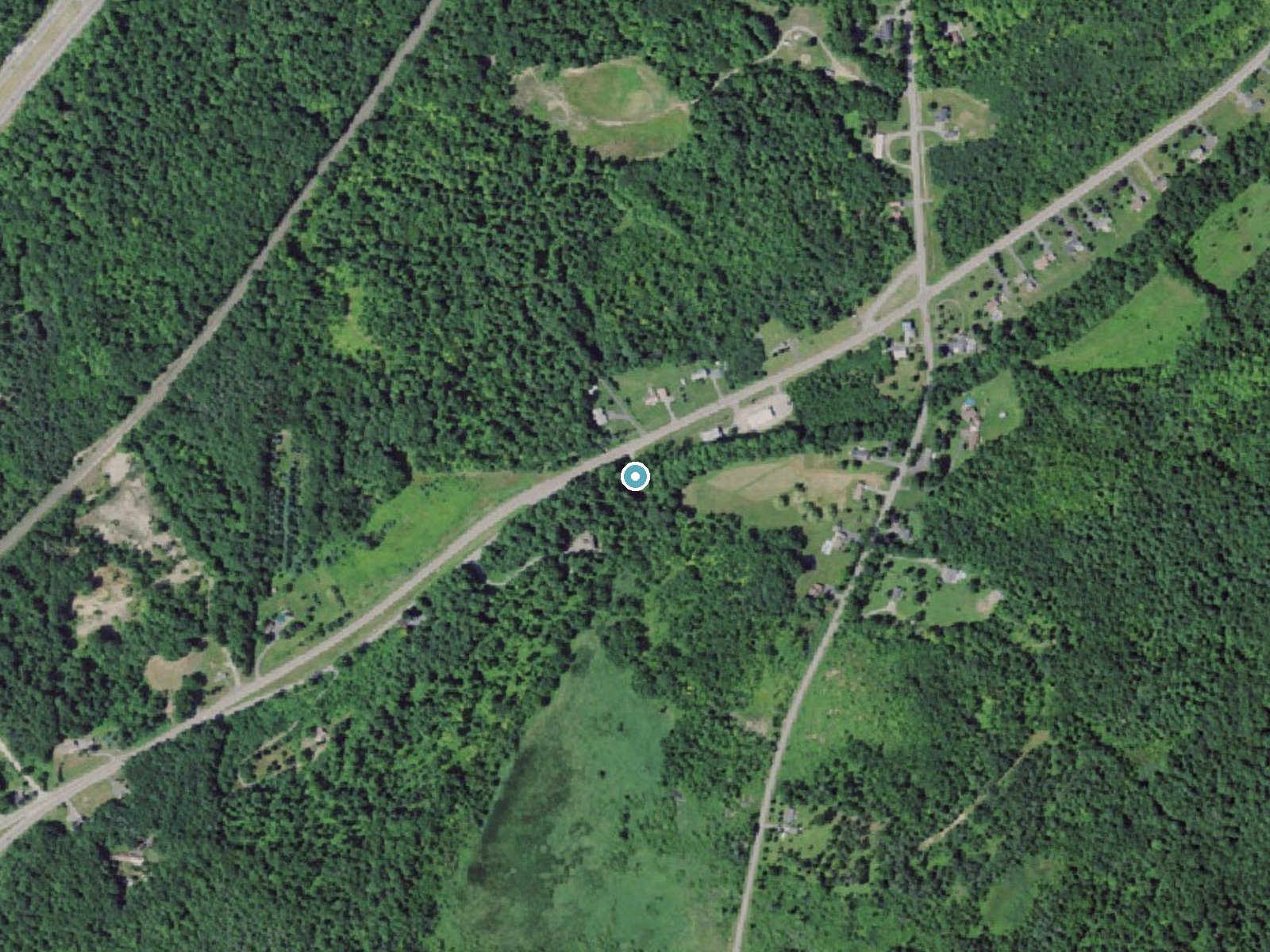 Aerial photo of the same ground around Talcott Falls near Adams Center, New York, for comparison with the lidar view