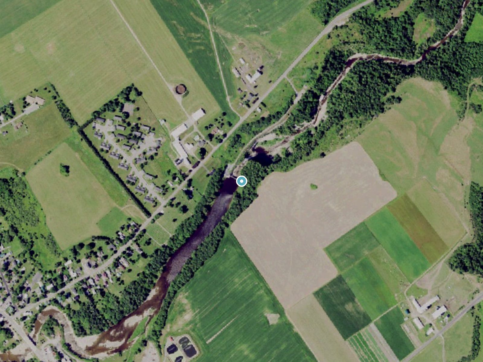 Aerial photo of the same ground around High Falls near Copenhagen, New York, for comparison with the lidar view
