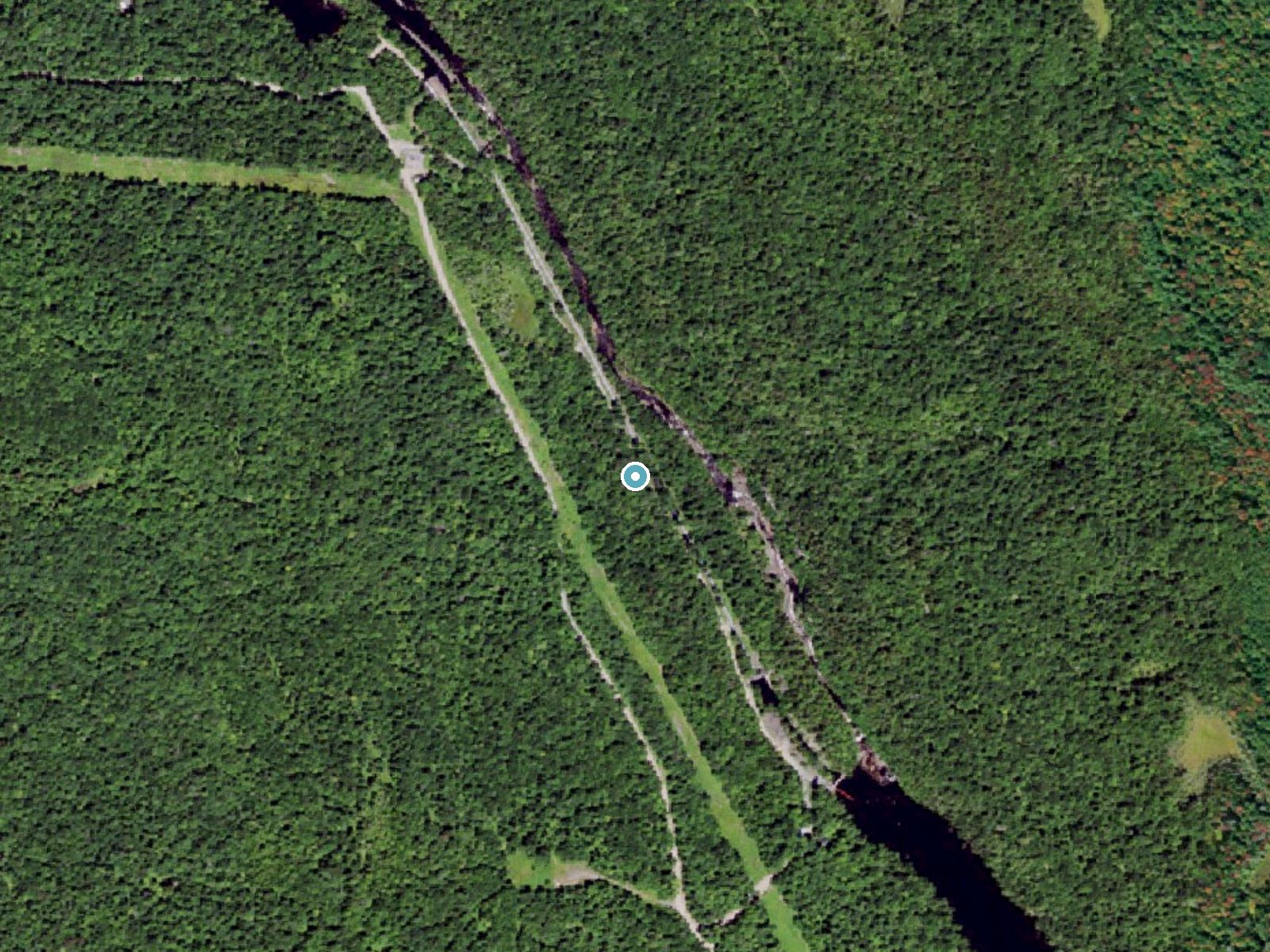 Aerial view of the ground around Eagle Falls near Castorland, New York