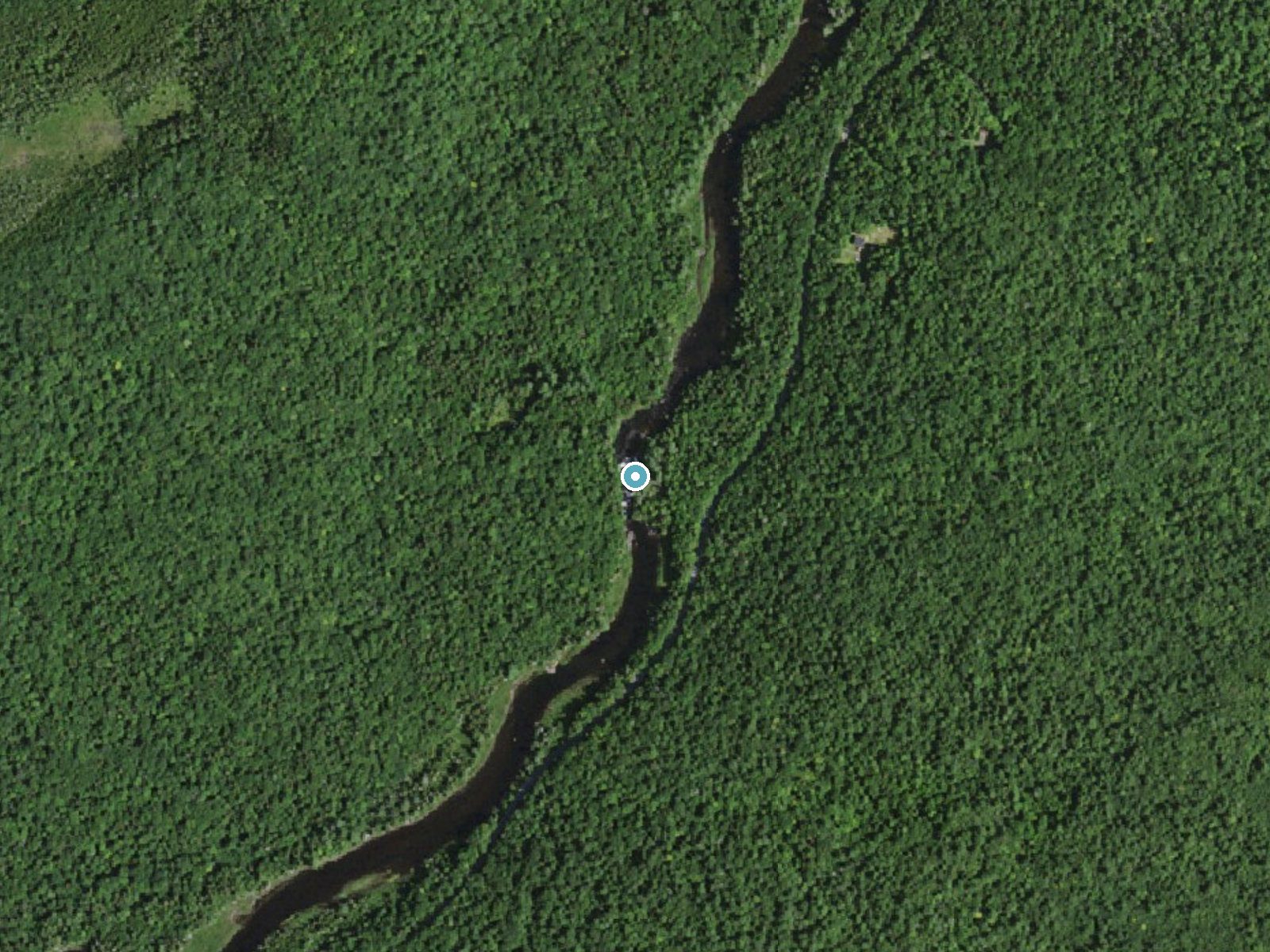 Aerial photo of the same ground around Buttermilk Falls near Speculator, New York, for comparison with the lidar view