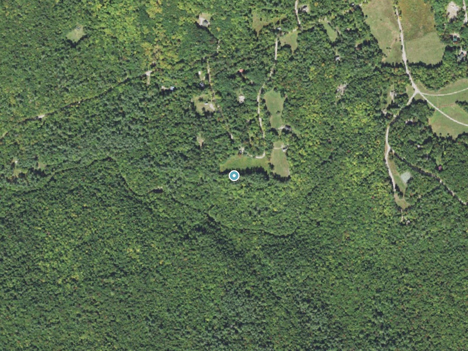 Aerial photo of the same ground around Mill Brook Cascade near North Woodstock, New Hampshire, for comparison with the lidar view