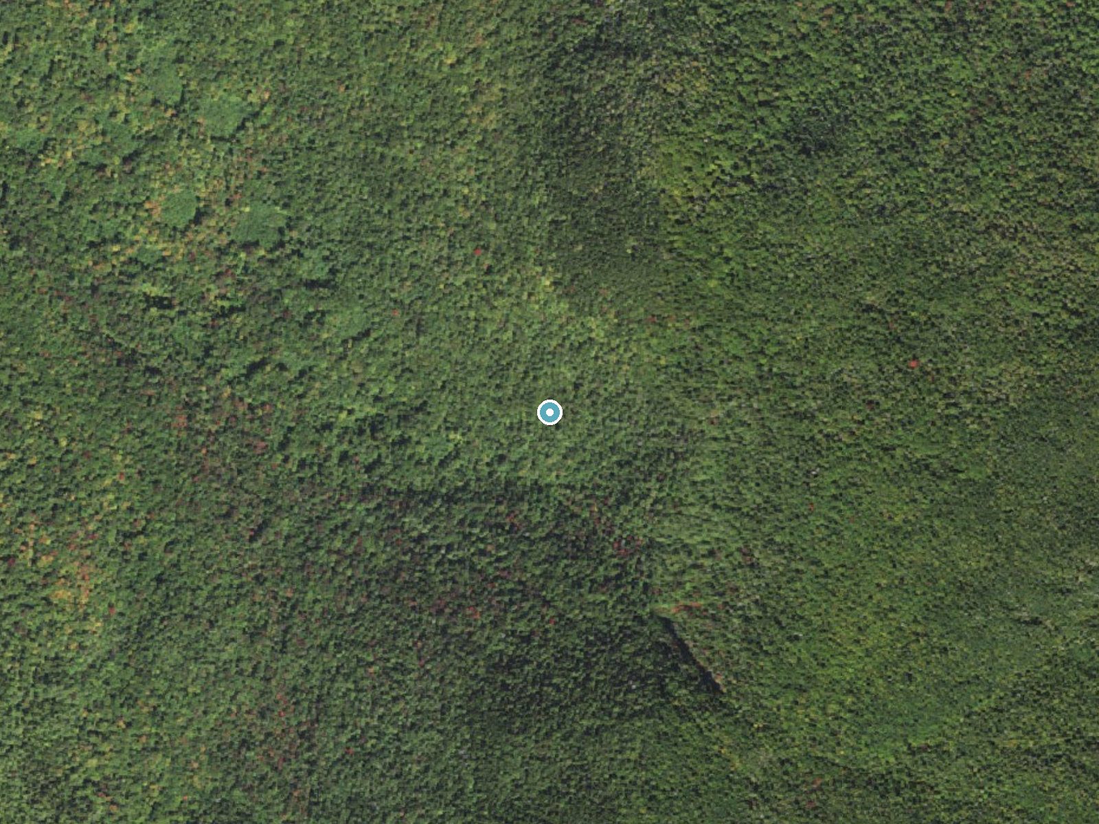 Aerial photo of the same ground around Fletcher Cascades near Center Sandwich, New Hampshire, for comparison with the lidar view