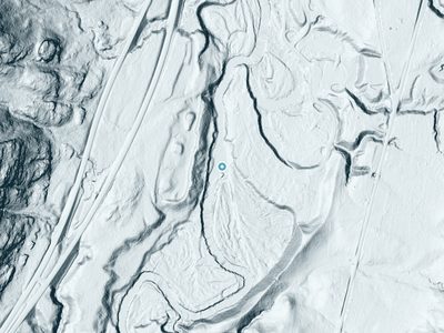 LiDAR terrain view around Linsey Falls in New York, about 48 feet of drop