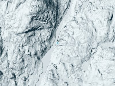 LiDAR terrain view around Ord Falls in New York, about 129 feet of drop