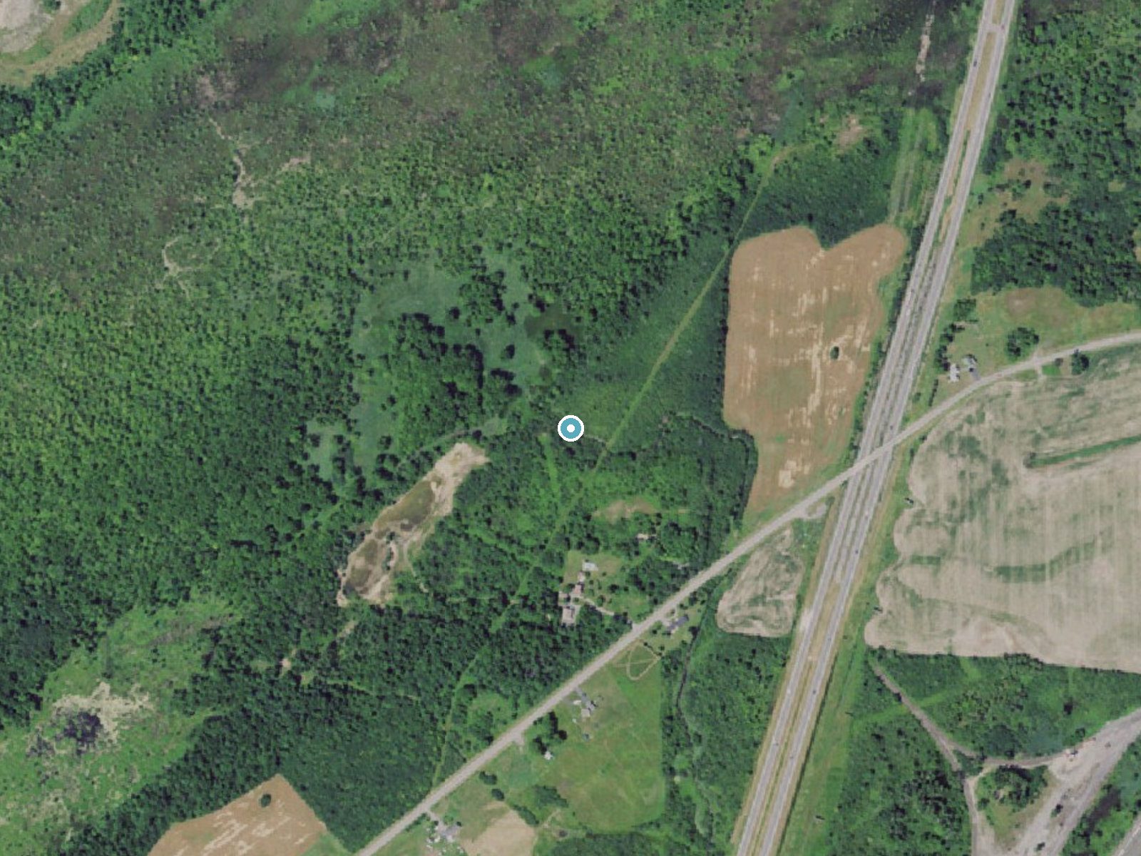 Aerial photo of the same ground around Beaver Falls near Glen Park, New York, for comparison with the lidar view