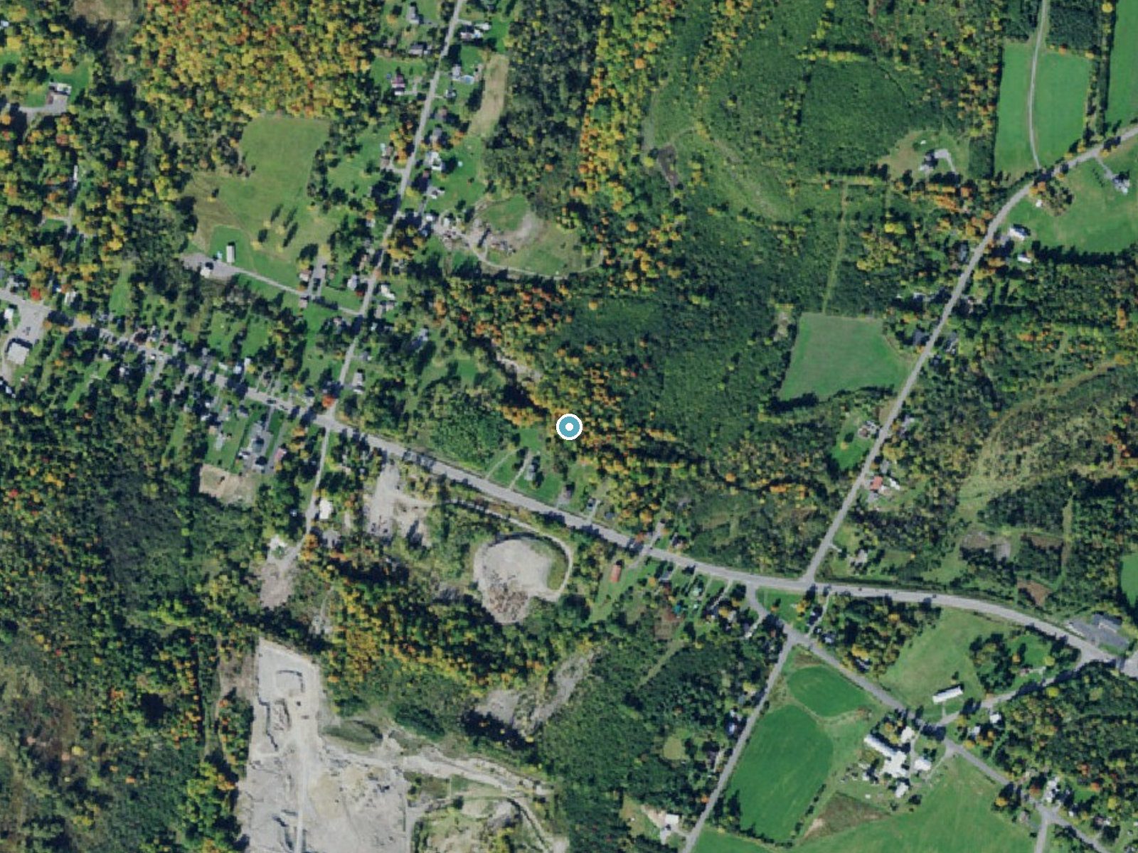 Aerial photo of the same ground around Butternut Falls near Watertown, New York, for comparison with the lidar view