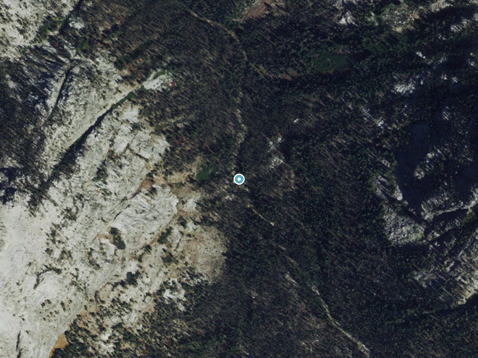 Aerial photo of the same ground around Smith Falls near Stanley, Idaho, for comparison with the lidar view