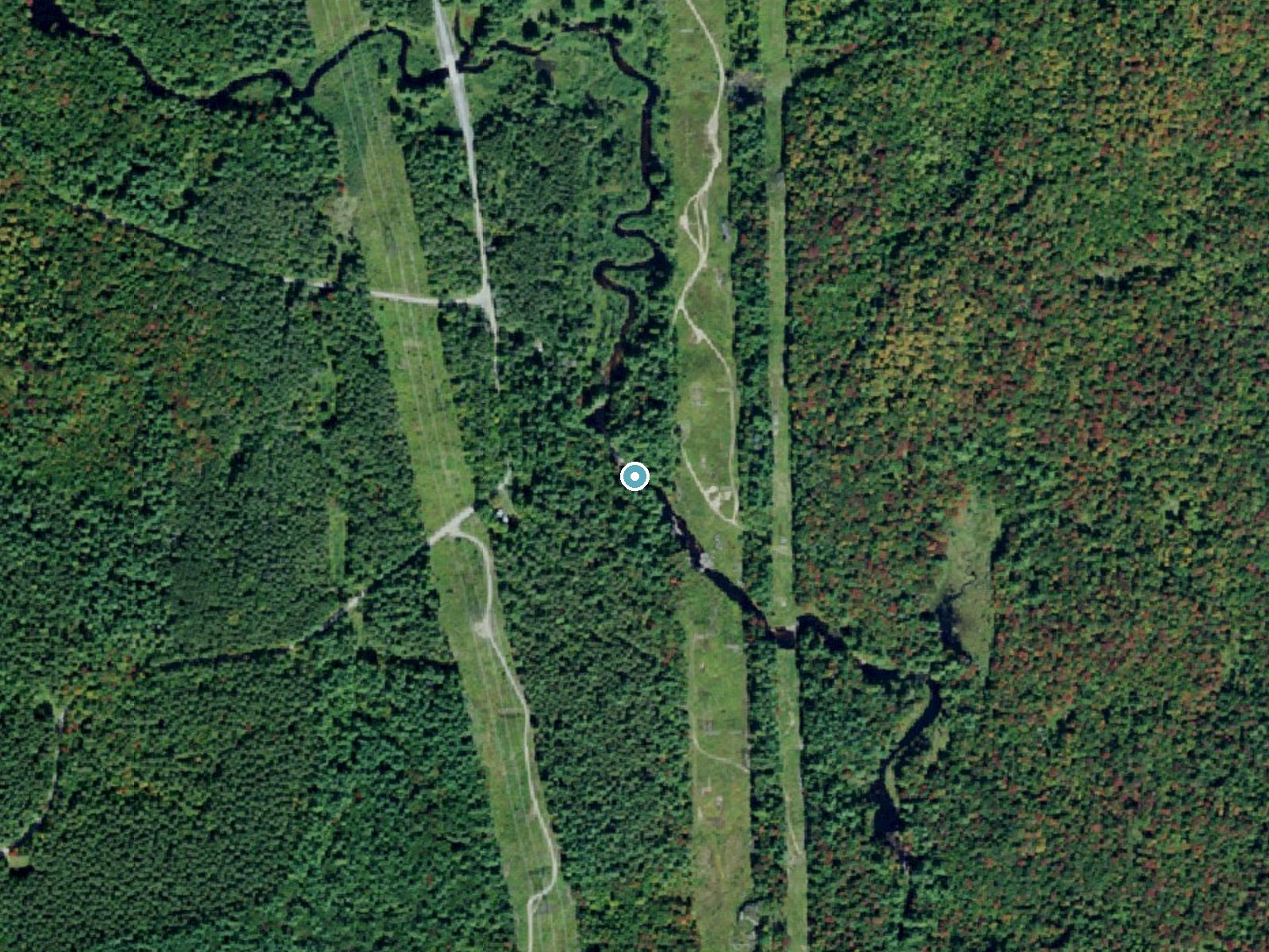 Aerial photo of the same ground around Jerden Falls near Natural Bridge, New York, for comparison with the lidar view
