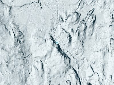 LiDAR terrain view around Jerden Falls in New York, about 79 feet of drop