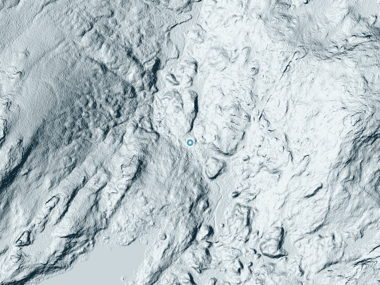 LiDAR bare-earth terrain around Sliding Falls near Star Lake, New York, showing about 35 feet of drop, a long cascade, facing northwest