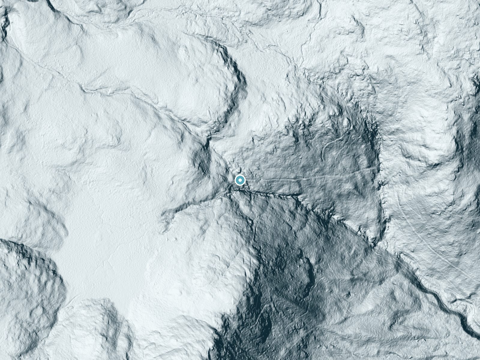 LiDAR bare-earth terrain around Gordon Falls near North Woodstock, New Hampshire, showing about 148 feet of drop, a long cascade, facing southeast