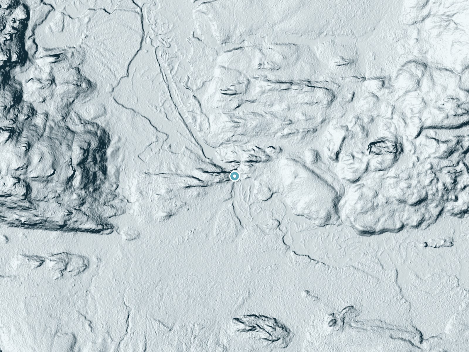 LiDAR bare-earth terrain around High Falls near Cranberry Lake, New York, showing about 37 feet of drop