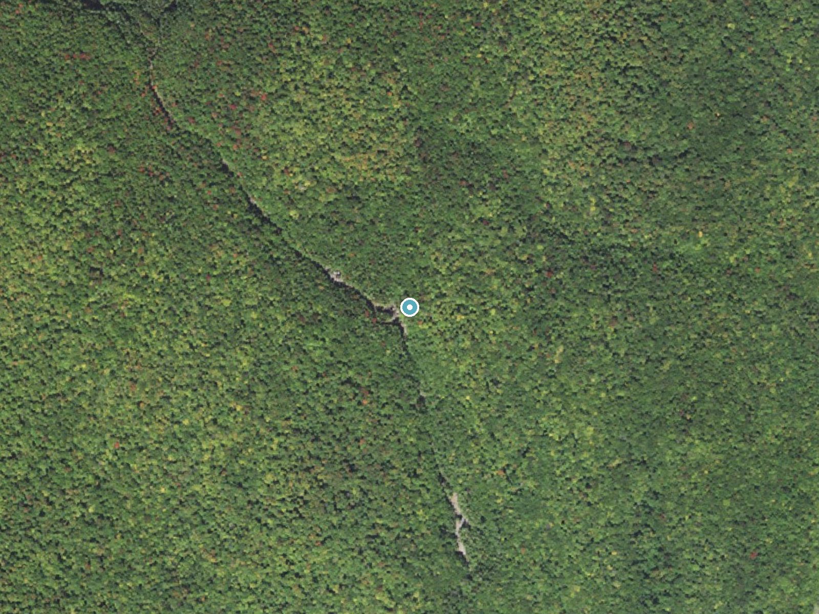 Aerial photo of the same ground around Georgiana Falls near North Woodstock, New Hampshire, for comparison with the lidar view