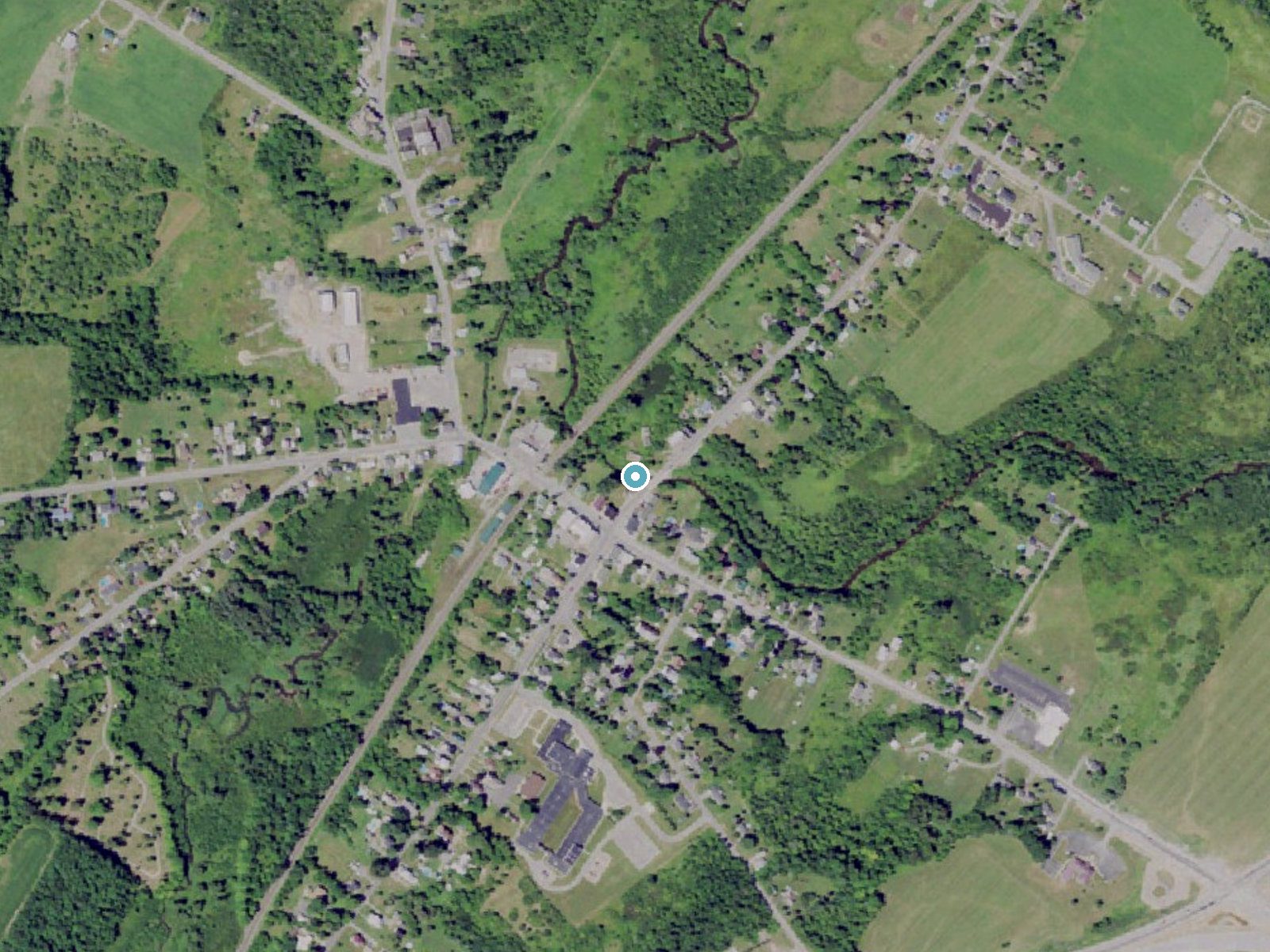 Aerial photo of the same ground around Pleasant Creek Falls near Evans Mills, New York, for comparison with the lidar view