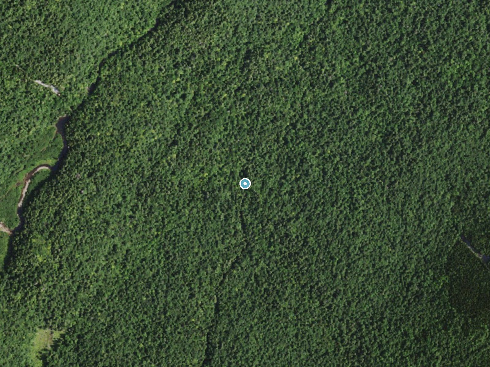 Aerial photo of the same ground around Artists Falls near Mineville, New York, for comparison with the lidar view