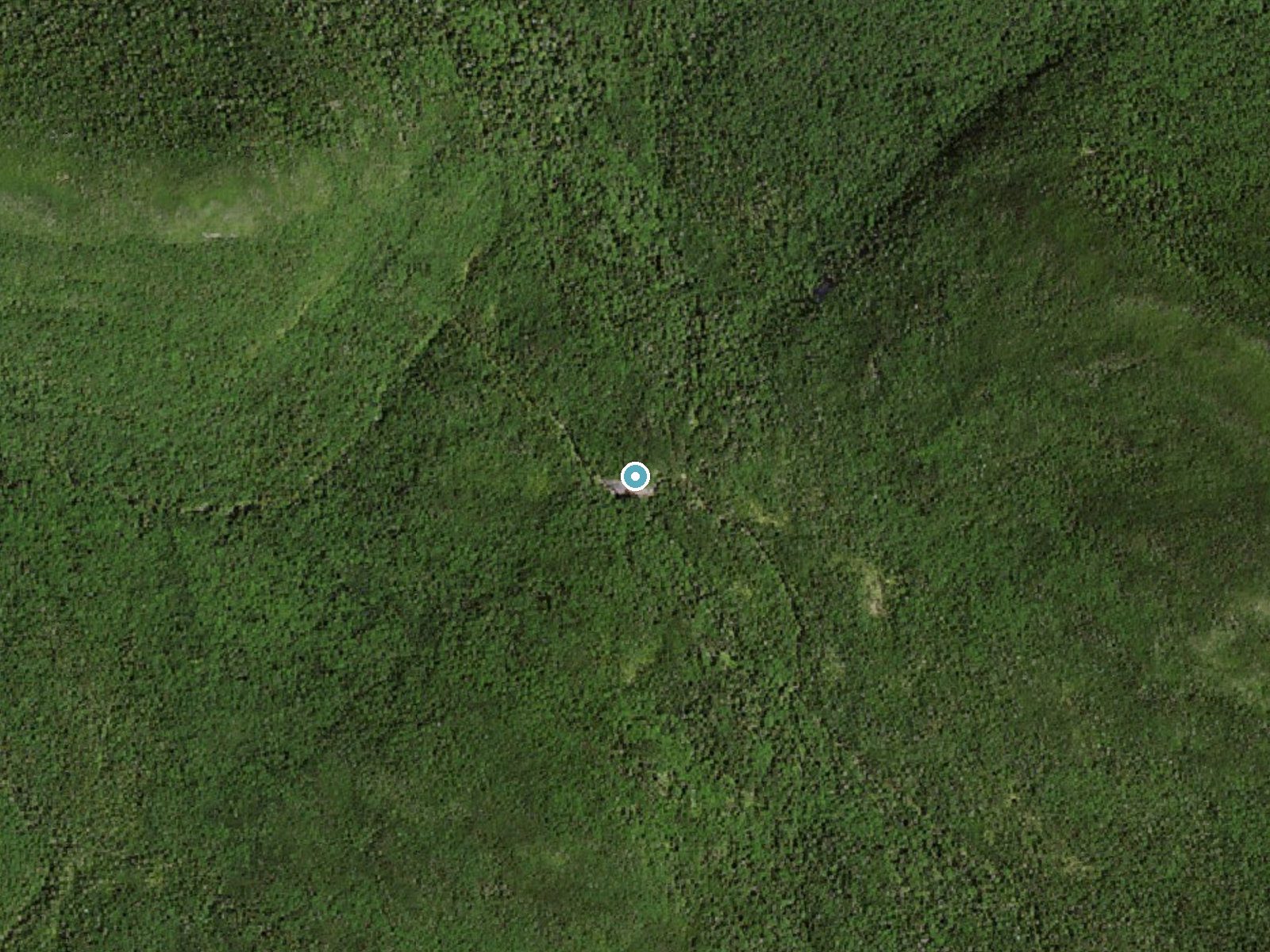 Aerial photo of the same ground around Indian Falls near Lake Placid, New York, for comparison with the lidar view