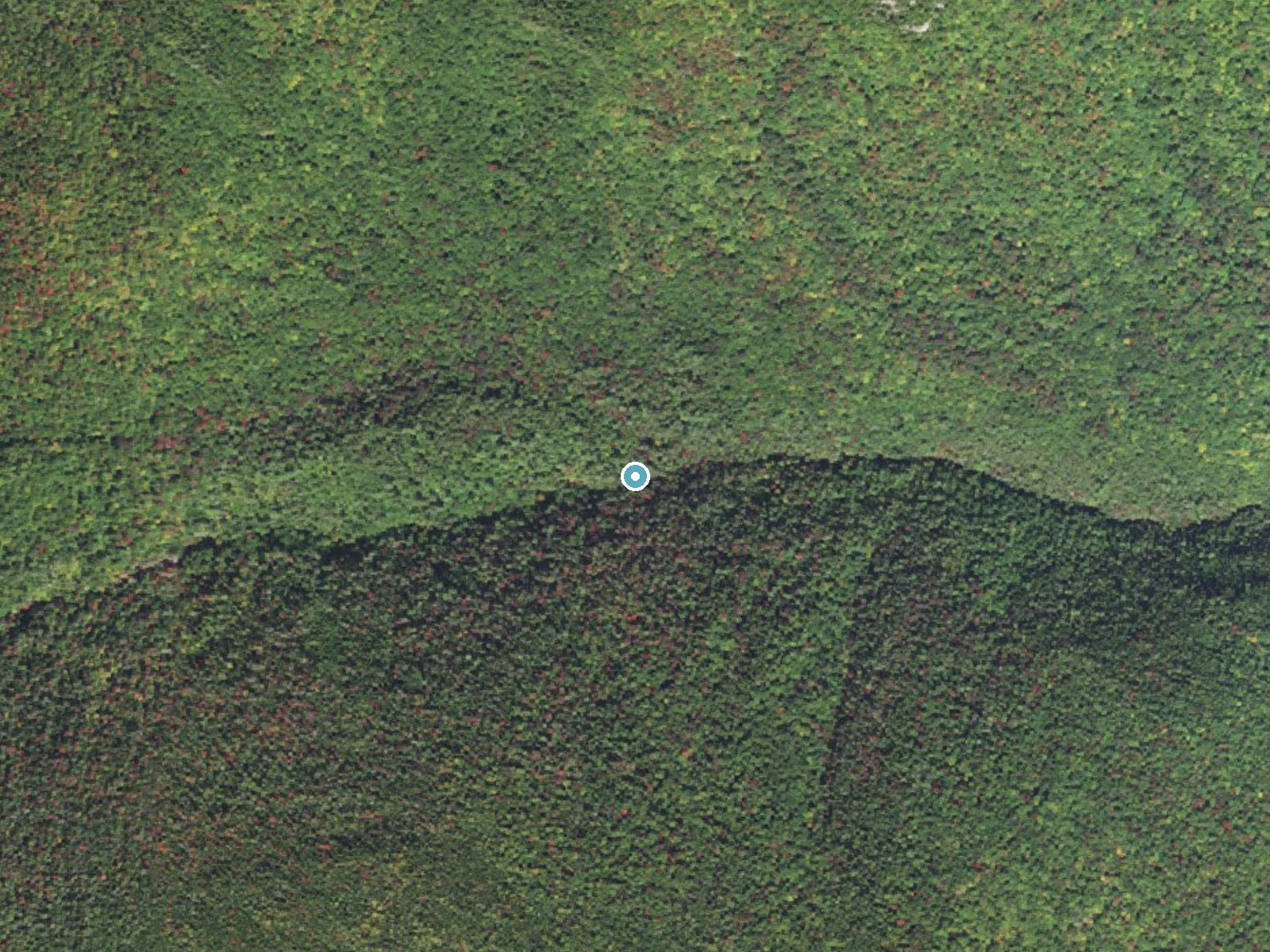 Aerial photo of the same ground around Arethusa Falls near North Conway, New Hampshire, for comparison with the lidar view