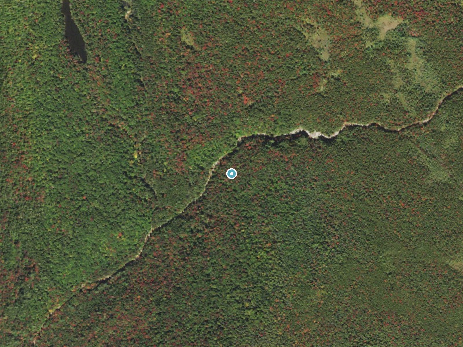Aerial photo of the same ground around Thoreau Falls near North Woodstock, New Hampshire, for comparison with the lidar view