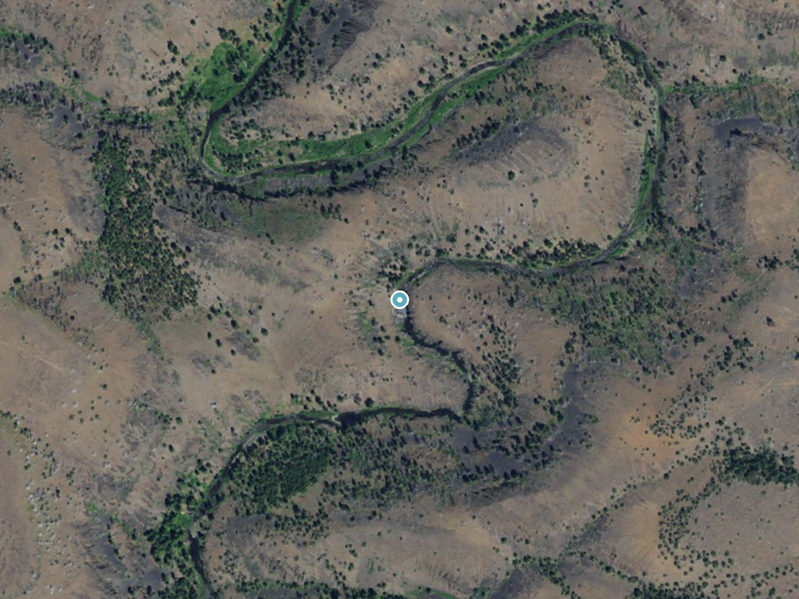 Aerial photo of the same ground around Lower Falls near Mitchell, Oregon, for comparison with the lidar view