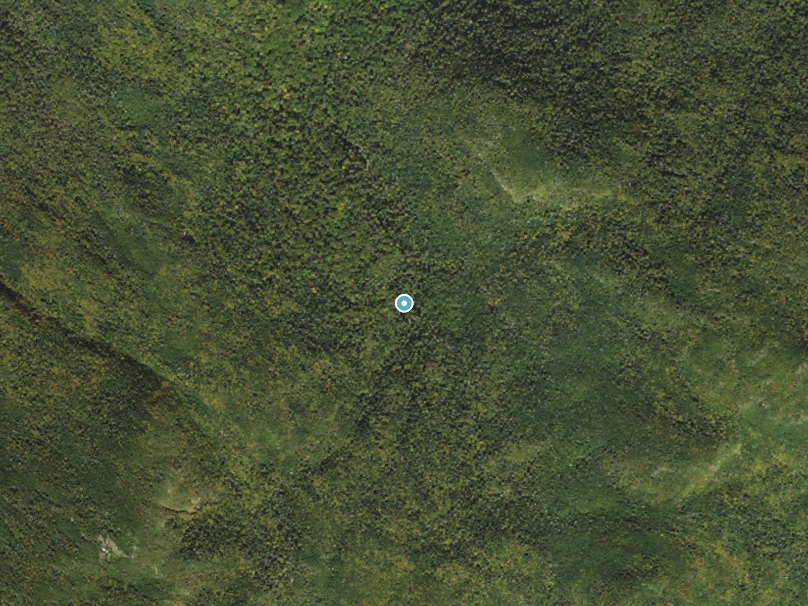 Aerial photo of the same ground around Hawthorne Falls near North Woodstock, New Hampshire, for comparison with the lidar view