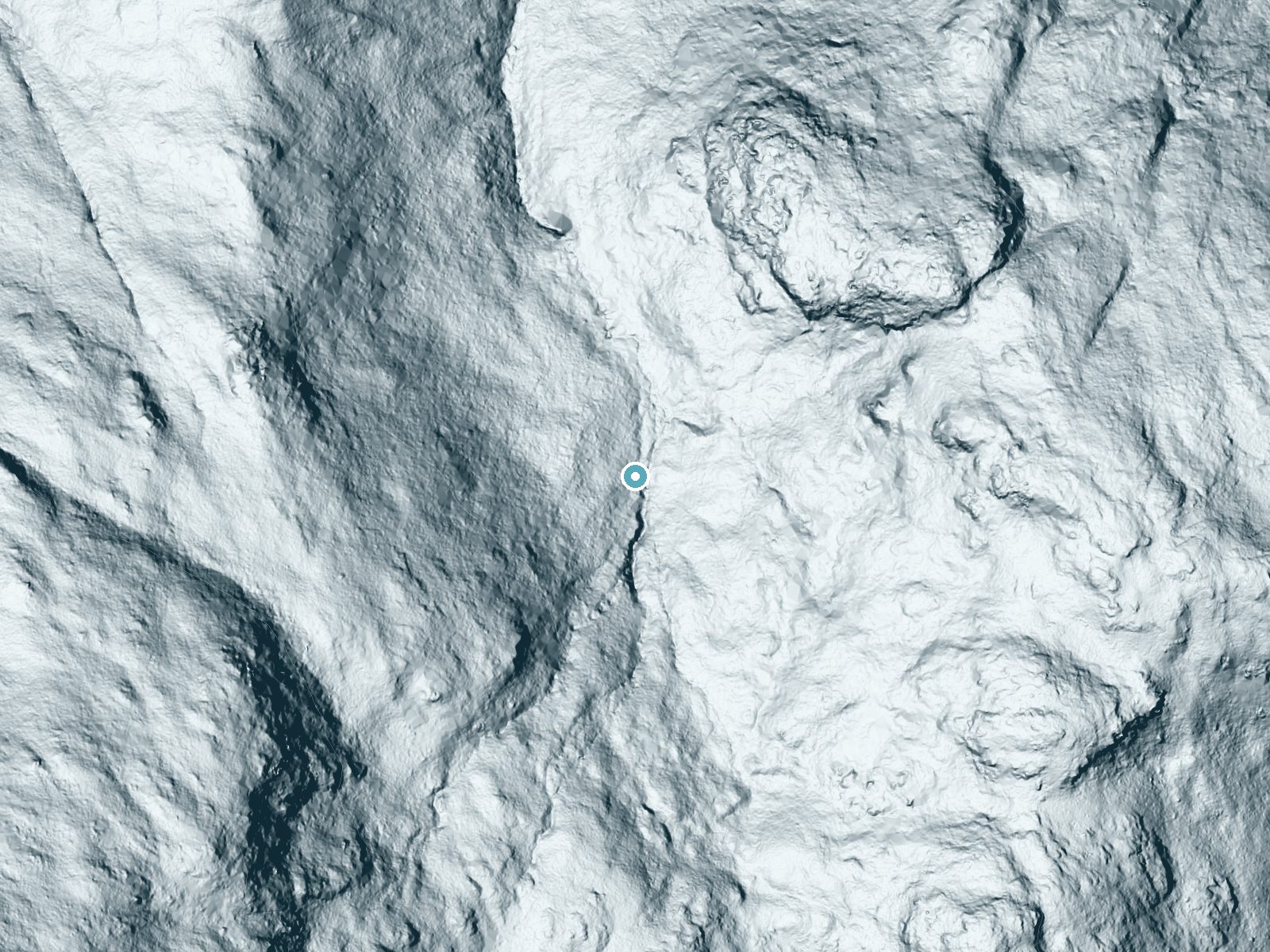 LiDAR bare-earth terrain around Hawthorne Falls near North Woodstock, New Hampshire, showing about 110 feet of drop, a long cascade, facing northeast