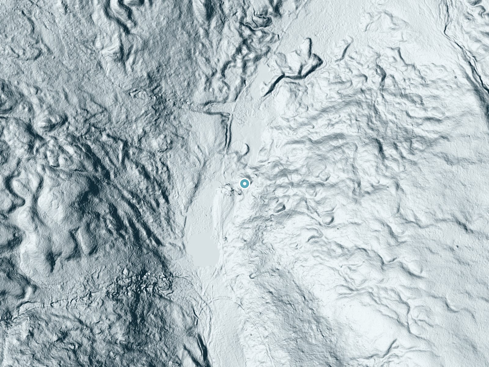 LiDAR bare-earth terrain around Zealand Falls near North Woodstock, New Hampshire, showing about 85 feet of drop, a steep tiered drop, facing northwest