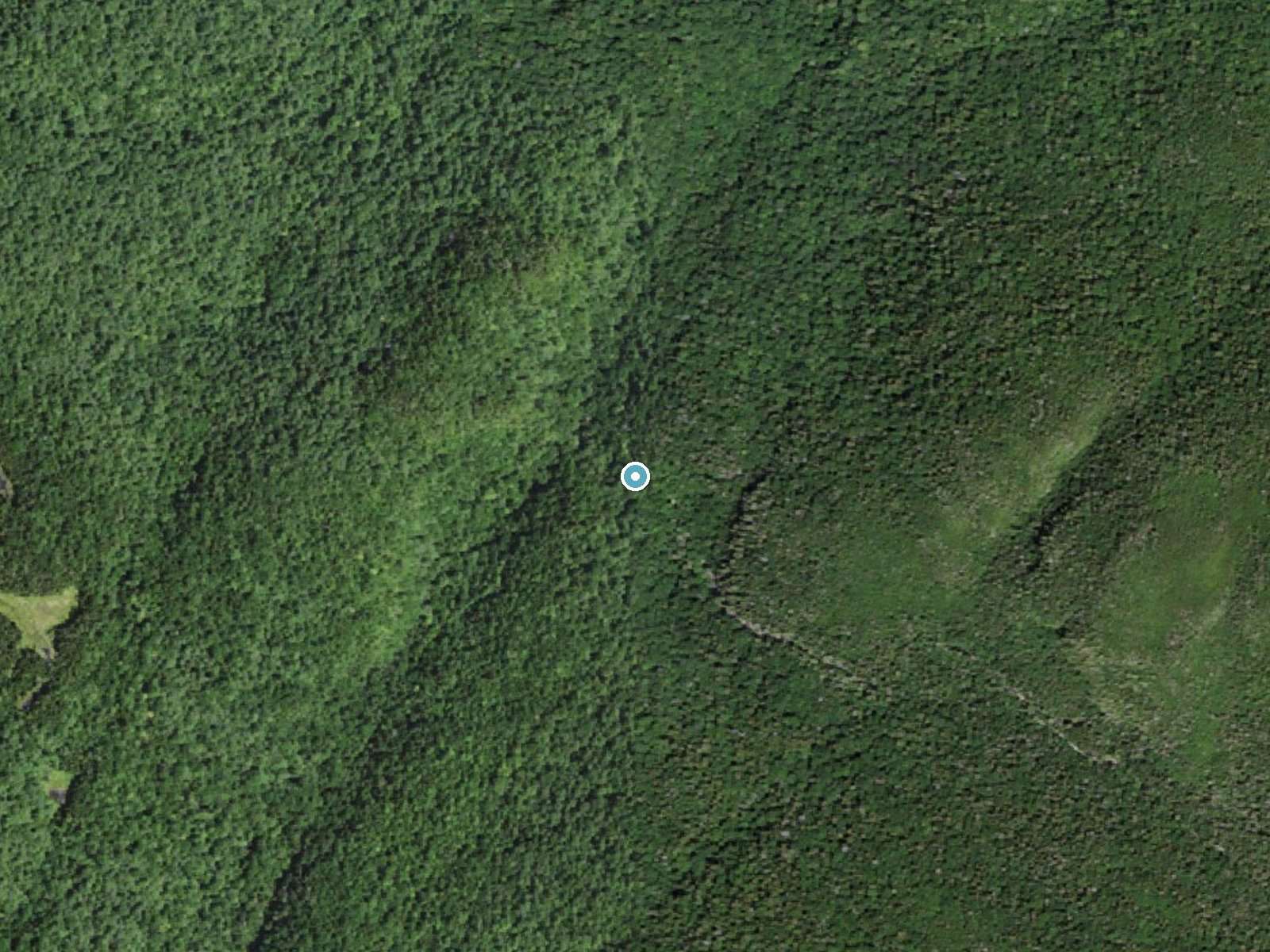 Aerial view of the ground around Wanika Falls near Lake Placid, New York