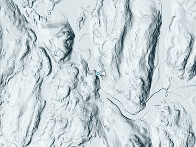 LiDAR terrain view around Madison Chute in New York, about 90 feet of drop