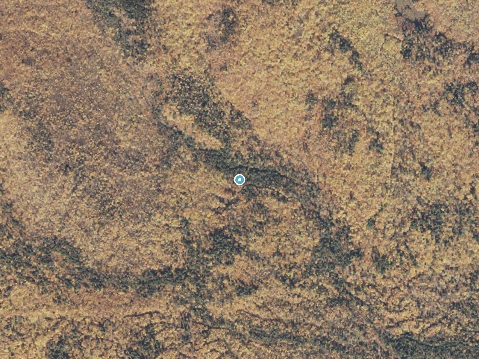 Aerial photo of the same ground around Brickett Falls near North Conway, New Hampshire, for comparison with the lidar view