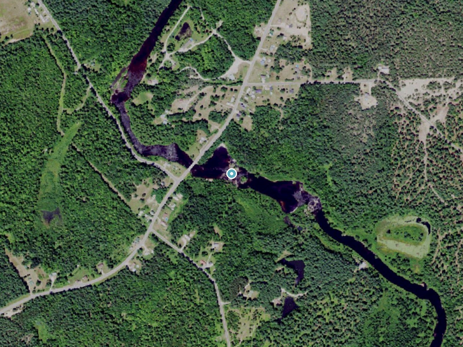 Aerial photo of the same ground around Fullerville Falls near Hailesboro, New York, for comparison with the lidar view