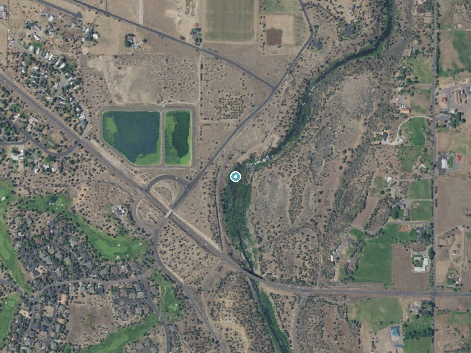 Aerial photo of the same ground around Cline Falls near Eagle Crest, Oregon, for comparison with the lidar view