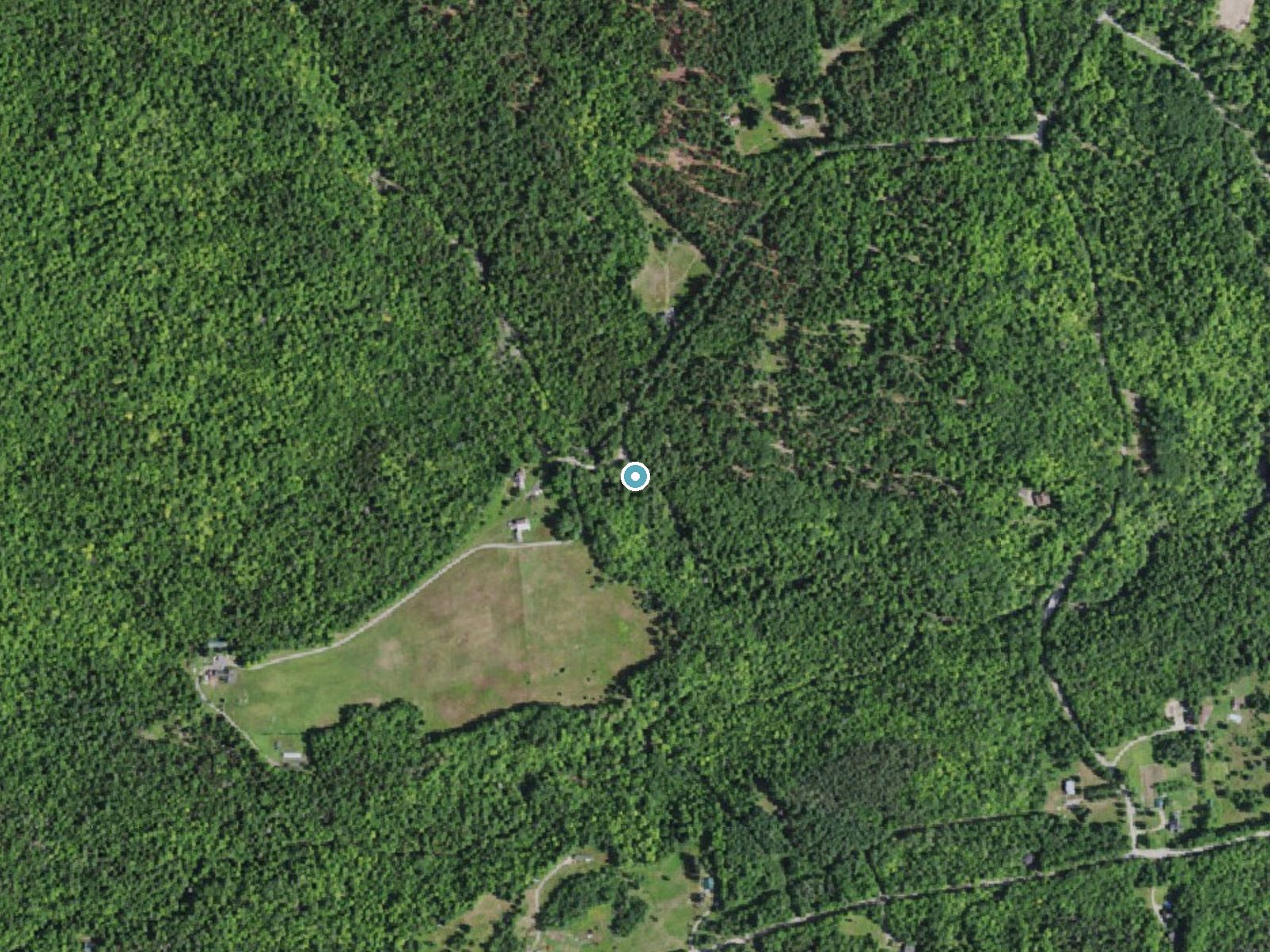 Aerial photo of the same ground around Clifford Falls near Lake Placid, New York, for comparison with the lidar view